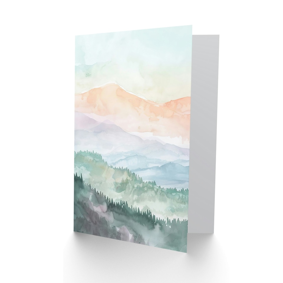 image 1 of Mountain Mist Forest Landscape Hiking Him Her Birthday Card
