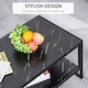 image 6 of HOMCOM Coffee Table, Two-Tier Faux Marble Effect Centre Table with Metal Frame and Storage Shelf for Living Room, 106 x 50 x 45cm, Black | Black