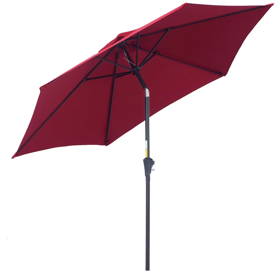 image 1 of Outsunny 2.6M Patio Umbrella Parasol Sun Shade Garden Wine Red