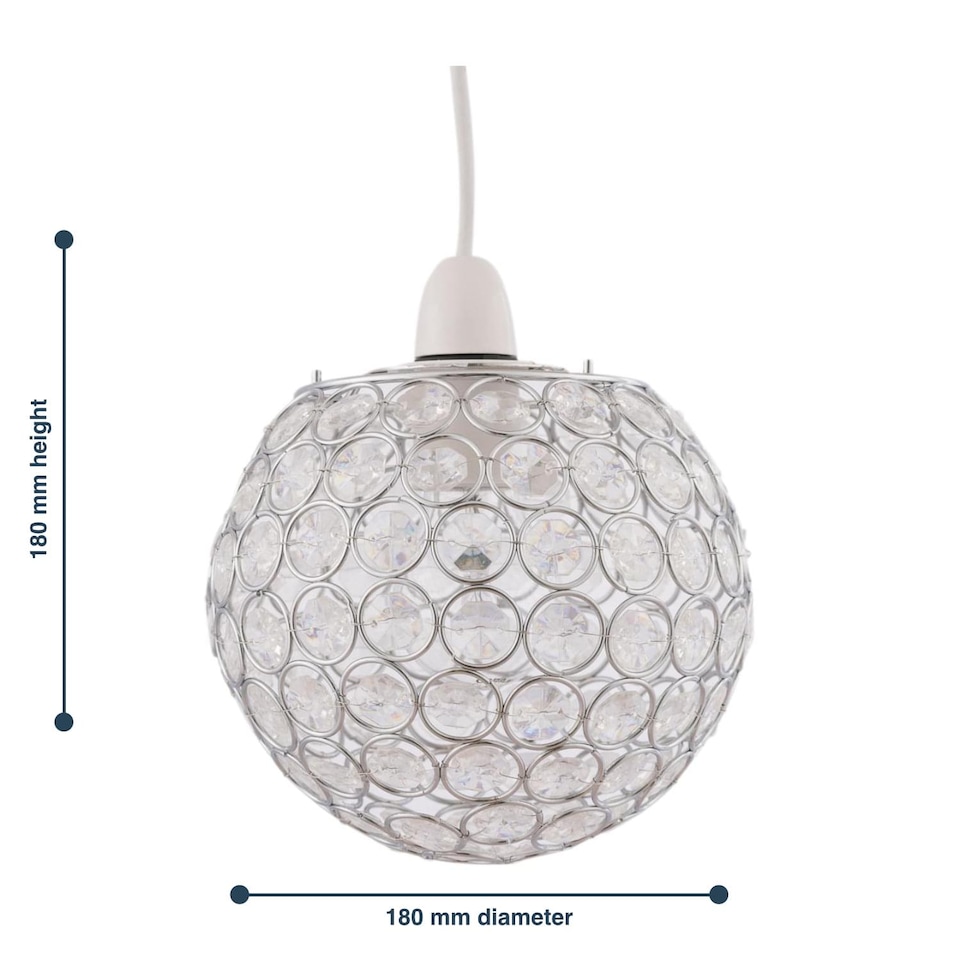 image 1 of Clear Jewelled Globe Light Shade | Chrome | Clear | Small | 1