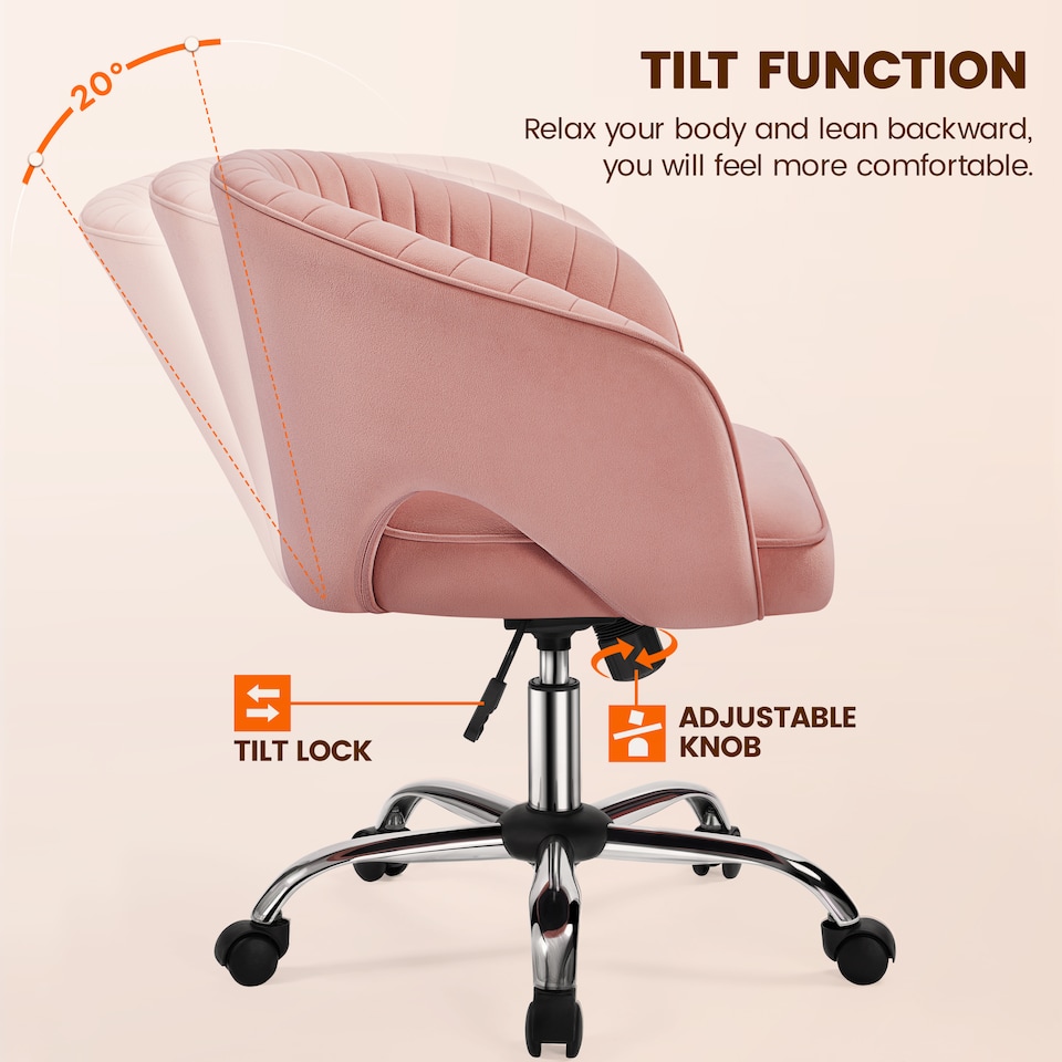 image 1 of Yaheetech Swivel Home Office Chair with Tufted Barrel Back