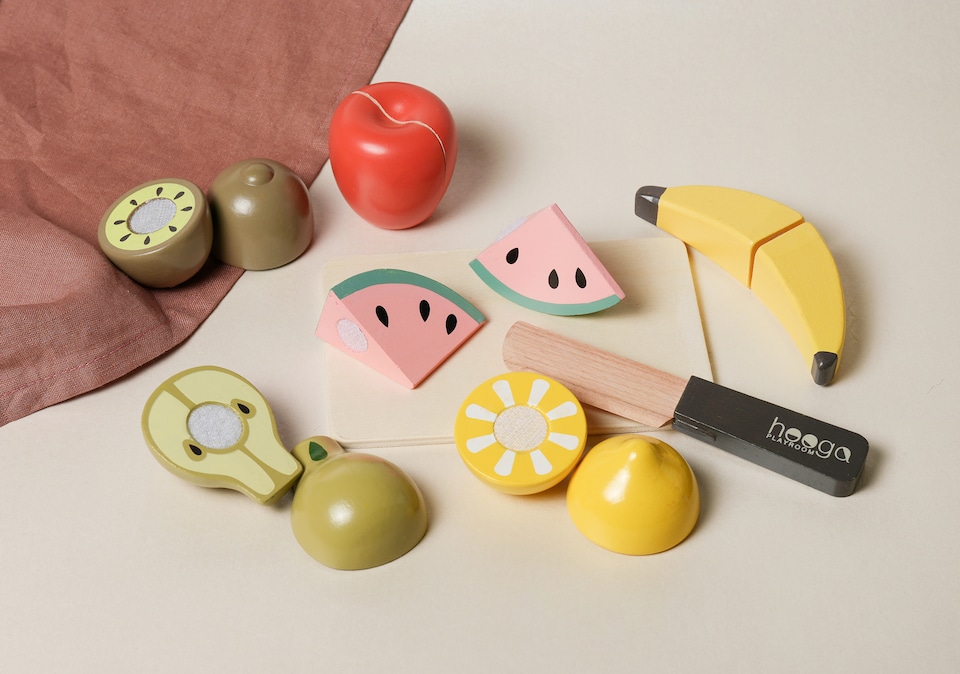 image 1 of Hooga Playroom Chopping Play Food - Wooden Play Fruit