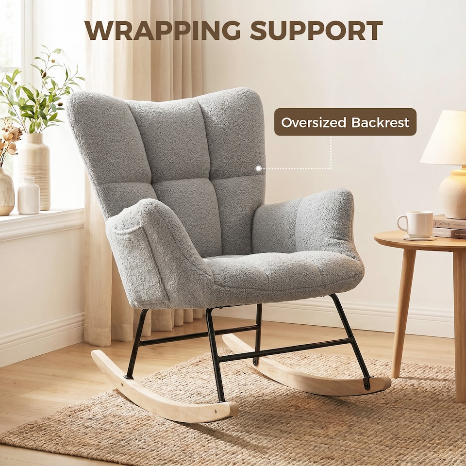 image 1 of HOMCOM Tufted Rocking Chair with Side Pockets