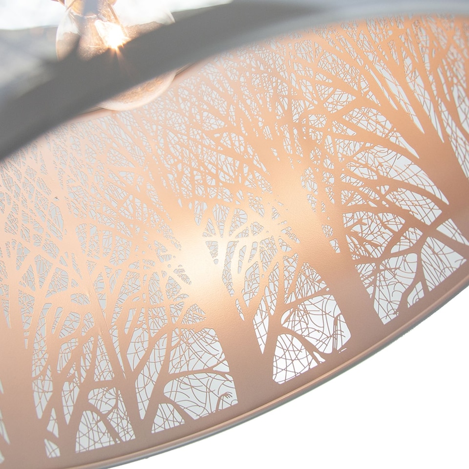 image 1 of Unique and Beautiful Soft Grey Metal Forest Design Ceiling Pendant Shade | Grey | Grey | 1