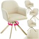 image 1 of Lounge Armchair Living Room Accent Chair 360 Swivel Slim Steel Legs Velvet Fabric  - Set of 4 Cream | Cream/Gold