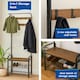 image 2 of Harbour Housewares Curved Steel Coat Rack with Shoe Storage Bench - Coat Rack Coat Stand Hat Hook Clothing Rail Shoe Rack Hall Storage S
