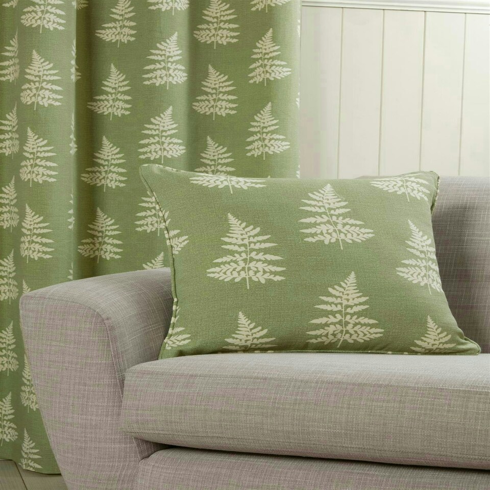image 1 of Esher Eyelet Curtains - Green - 168cm x 183cm