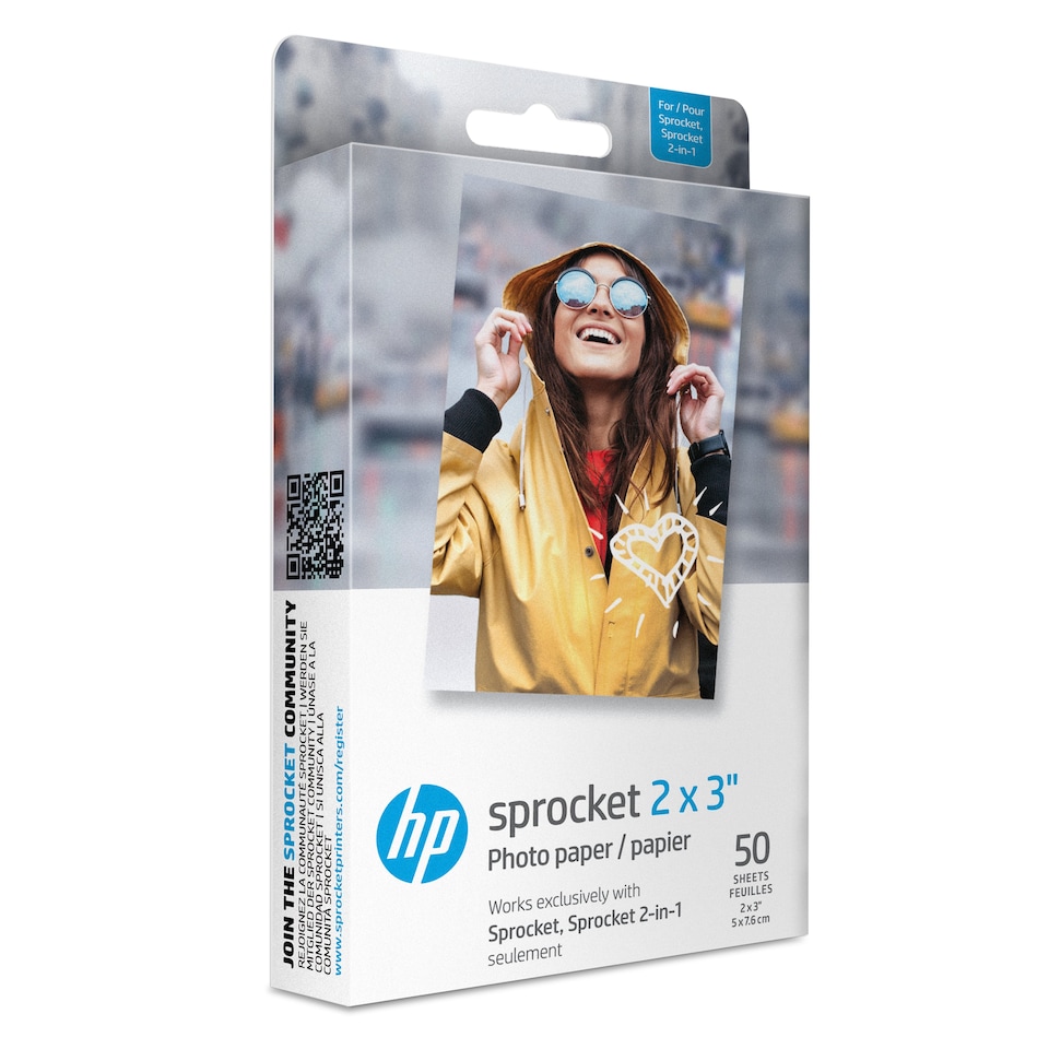 image 1 of 50 Sheets -HP Sprocket 2"x3" Premium Zink Sticky Back Photo Paper
