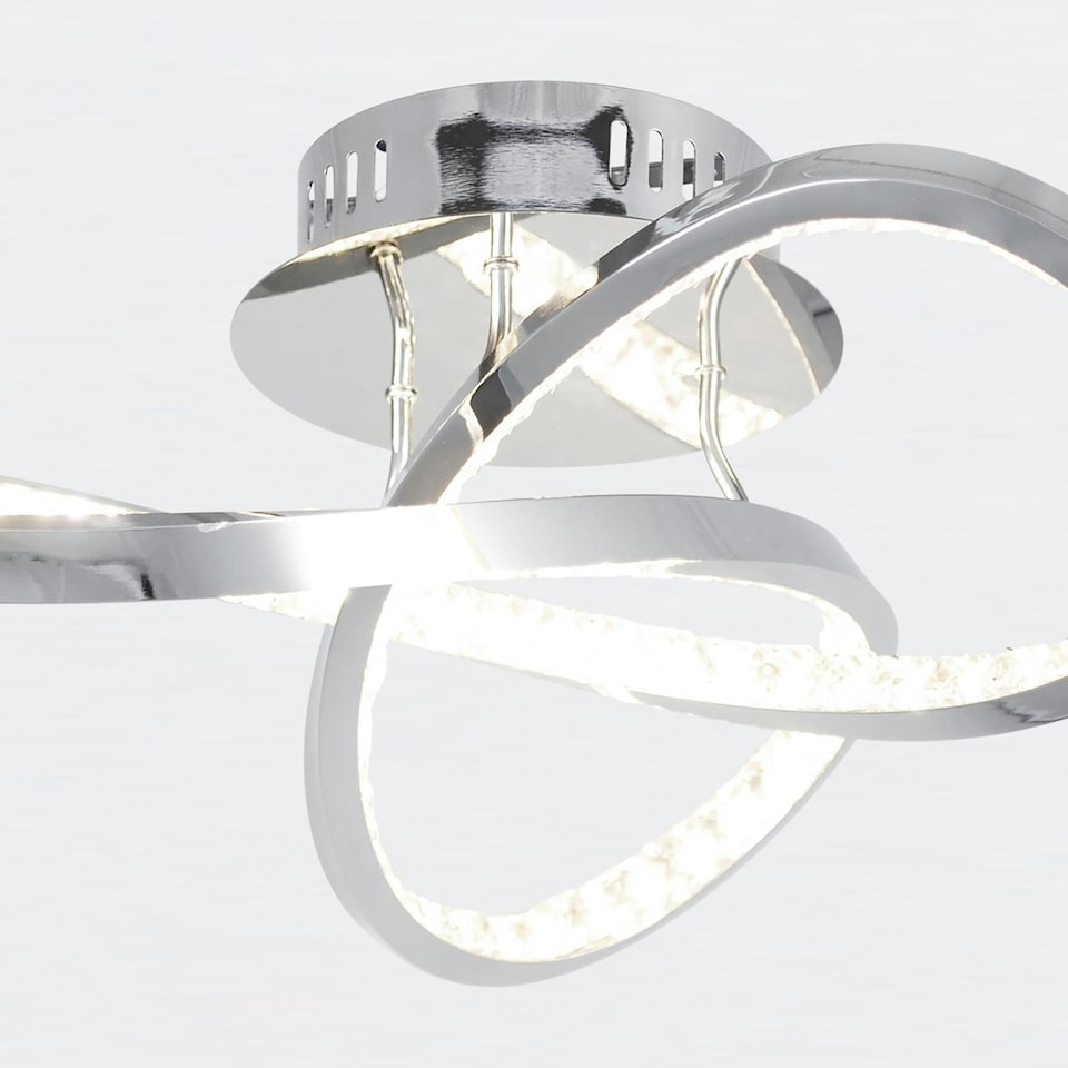 image 1 of First Choice Lighting Set of 2 Jewelled Chrome LED Loop Ceiling Lights Chrome | Clear