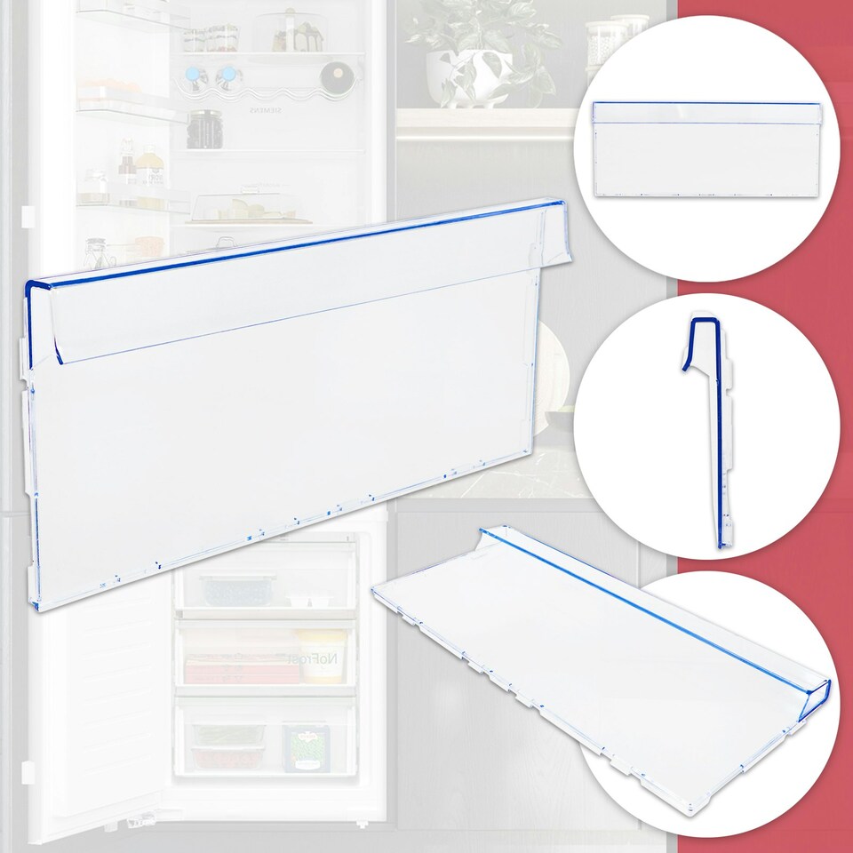 image 1 of SPARES2GO Freezer Drawer Cover for Beko CCFM CFG CNA CSA CSG CXF DRC RCHA RCHE RCNA RCSA Fridge Freezers (Top or Middle Shelf Front Panel) Clear