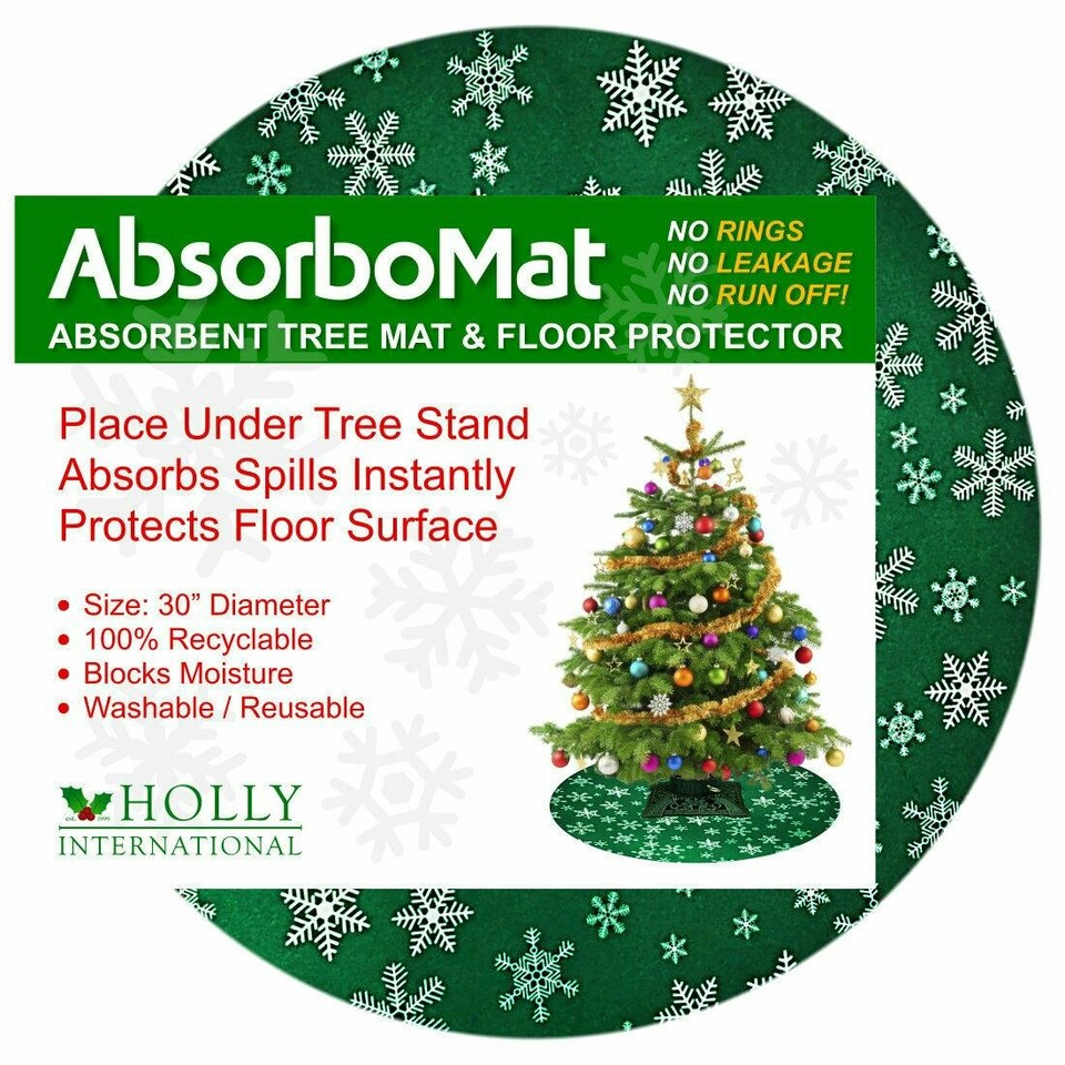 image 1 of Holly International Green Absorbent Christmas Tree Spill Mat & Floor Protector