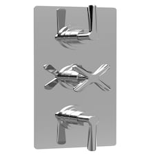 Triple Concealed Crosshead Thermostatic Shower Valve 2 Outlets | Silver | Chrome | 1