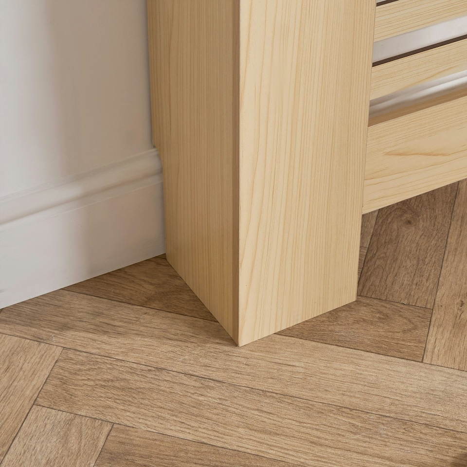 image 1 of OHS MDF Horizontal Slat Grilled Radiator Cover, Small - Natural Wood Brown | Natural Wood