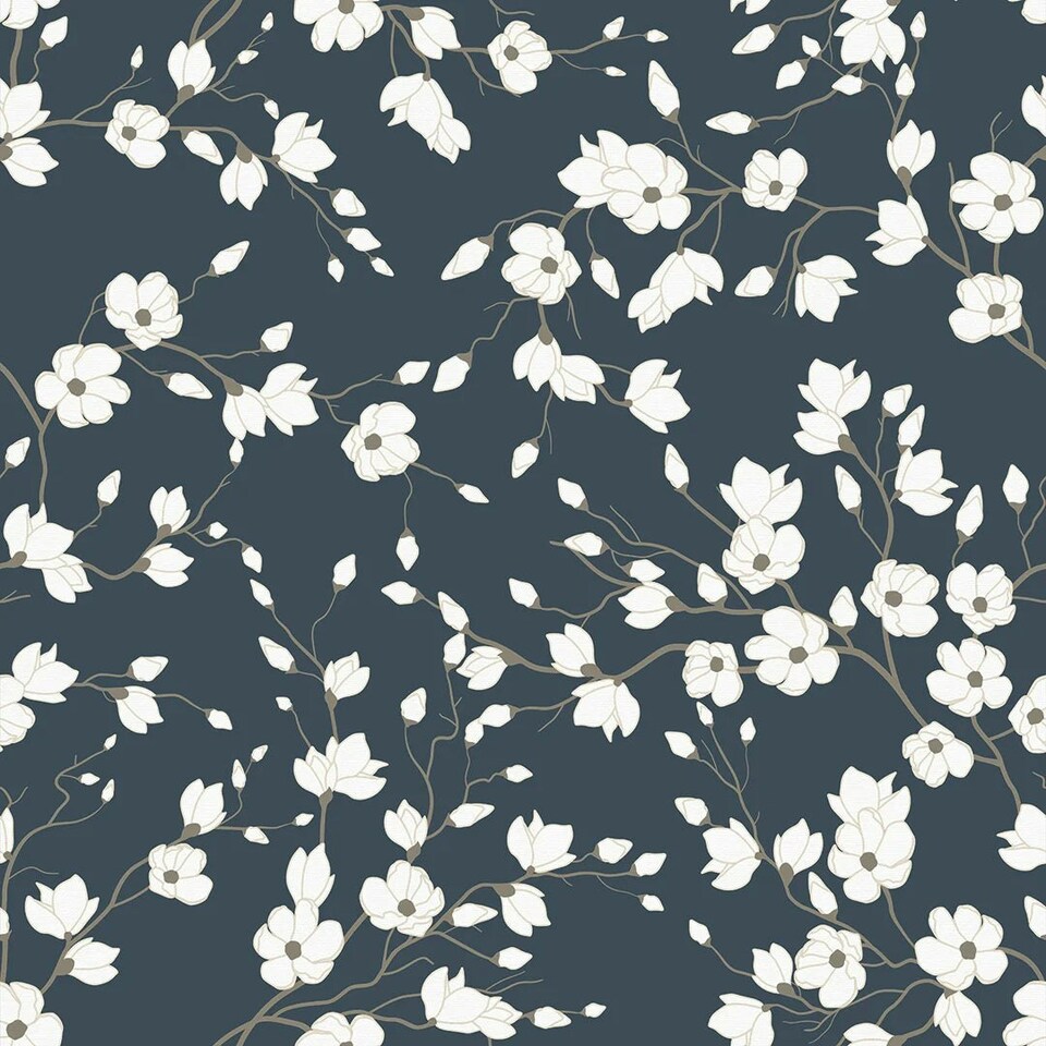 Sample of Spring Blossom Wallpaper in Navy Multi