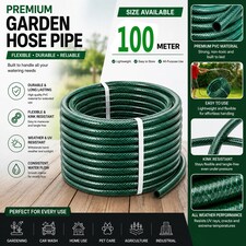 100m Reinforced Garden Hose Pipe Heavy Duty PVC Braided 3 Layer Water Hose Kink Free, Leakproof & Burst Resistant Hosepipe Reel