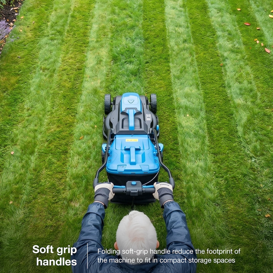 image 1 of Hyundai Cordless Lawnmower 20v 4Ah Battery Powered 33cm 32L HY20CLM33