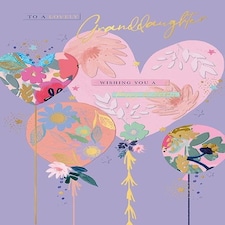 Words 'n' Wishes Lovely Granddaughter Birthday Card - Floral Balloons Embossed with Foil Details - Eco-Friendly