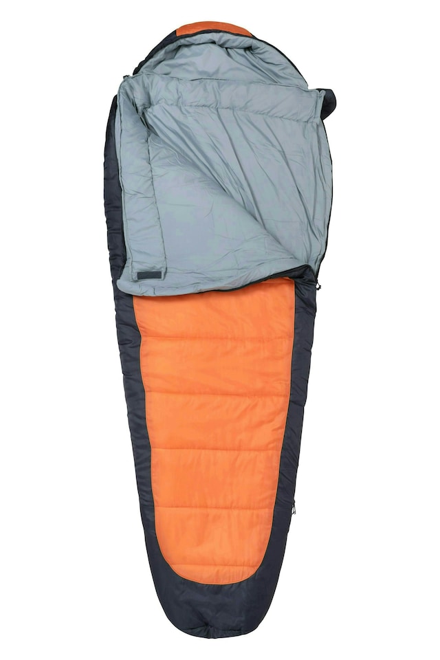 image 1 of Mountain Warehouse Microlite 1400 Sleeping Bag Hollow Fibre Camping Accessory Right Handed Zip - Regular length (200cm) | Pink | Coral
