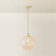 image 4 of ValueLights Bellamy Amber Glass Globe Gold Single Ceiling Light | Gold