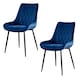 image 1 of Furniturebox 2x Pesaro Navy Velvet Black Leg Luxury Dining Chairs