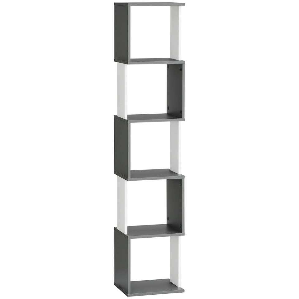 image 1 of HOMCOM 5-Tier Bookshelf Freestanding Bookcase Storage Shelves, White