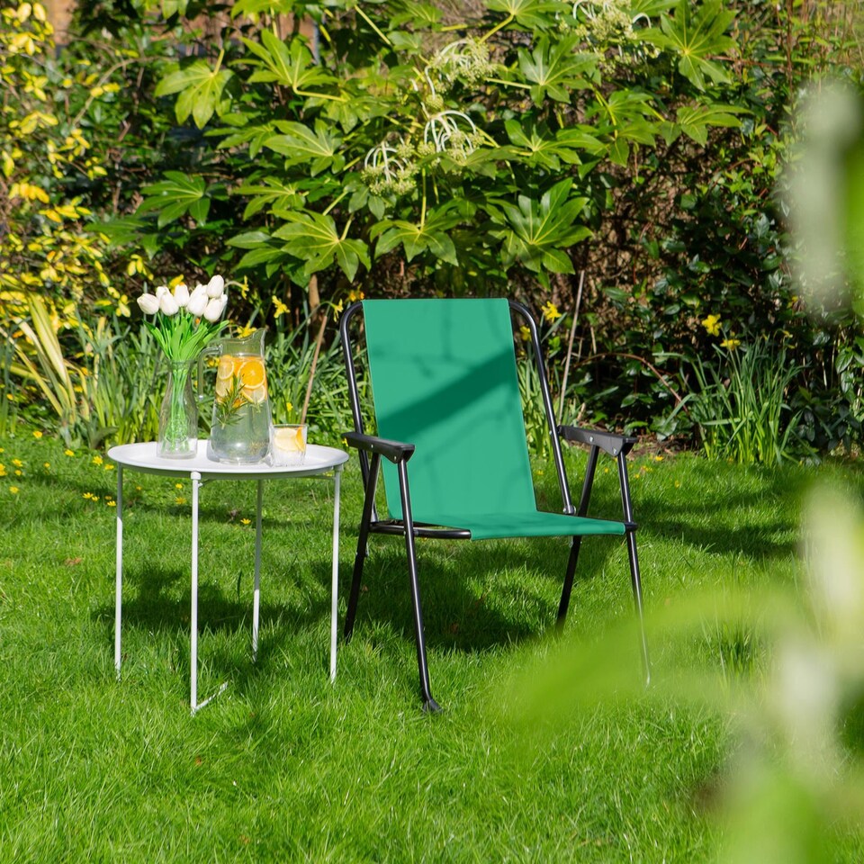 image 1 of Harbour Housewares Folding Metal Beach Chairs - Matt Black/Green - Pack of 4 | Green | Matt Black/Green