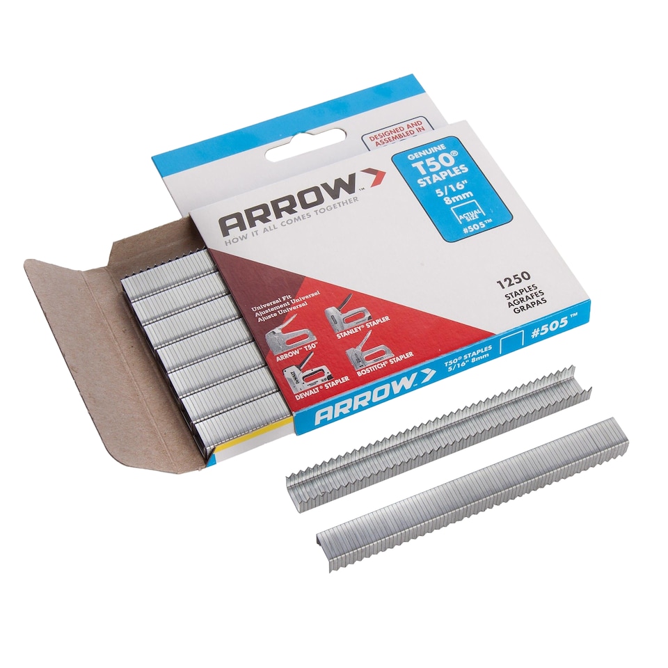 image 1 of Arrow Heavy Duty Staples (Pack of 1250) | Silver | Silver | 8mm | 1