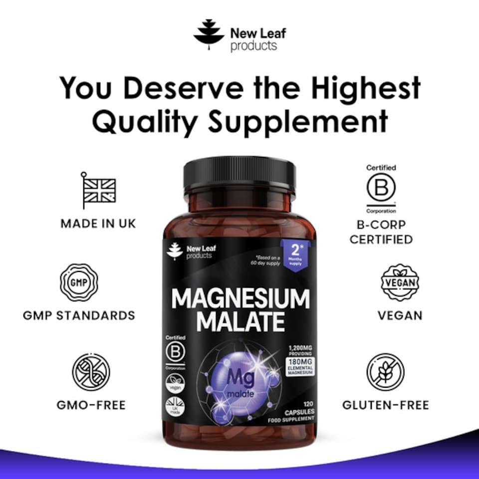 image 1 of Magnesium Malate 120 High Strength Capsules 1200mg
