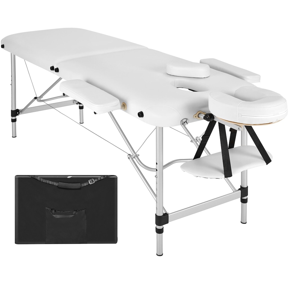 image 1 of Massage Table - 2-zone bed, aluminium frame, with carry bag, head- and armrests | White | white | 1