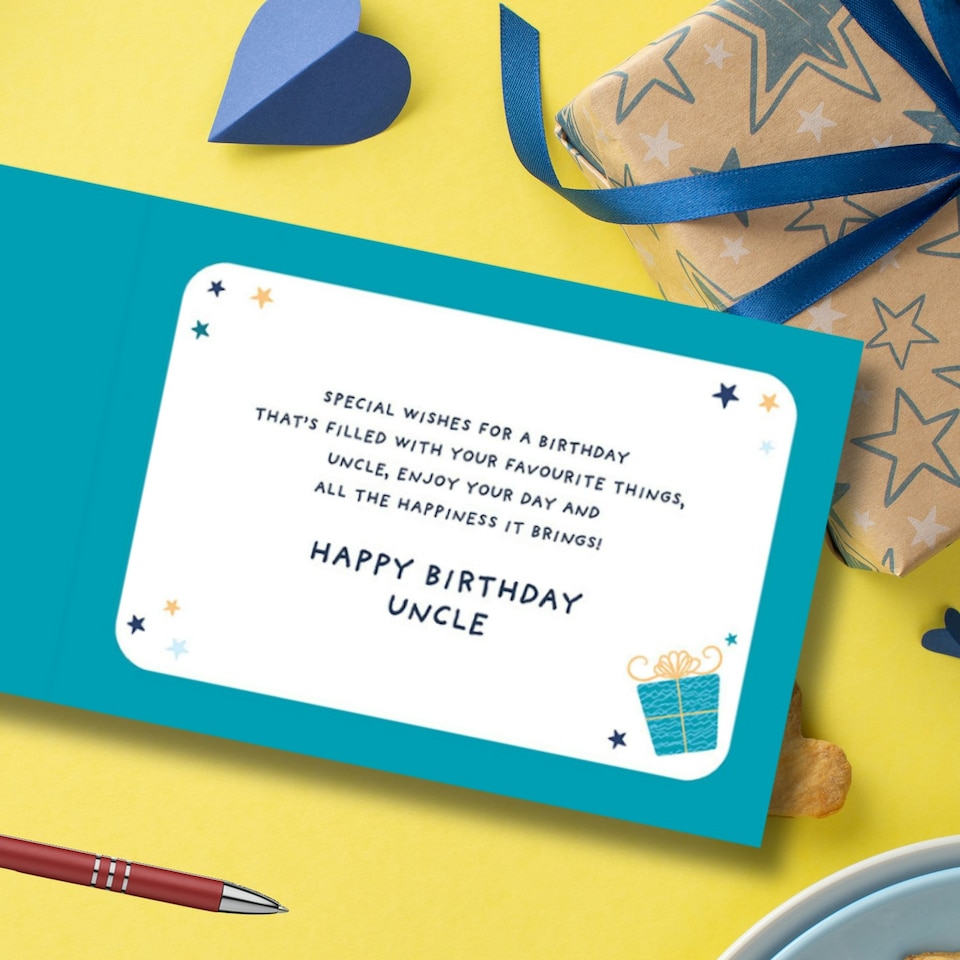 image 1 of Words 'n' Wishes Birthday Card for Uncle, Foiled Letters, Multicoloured, 22 x 15.8 cms