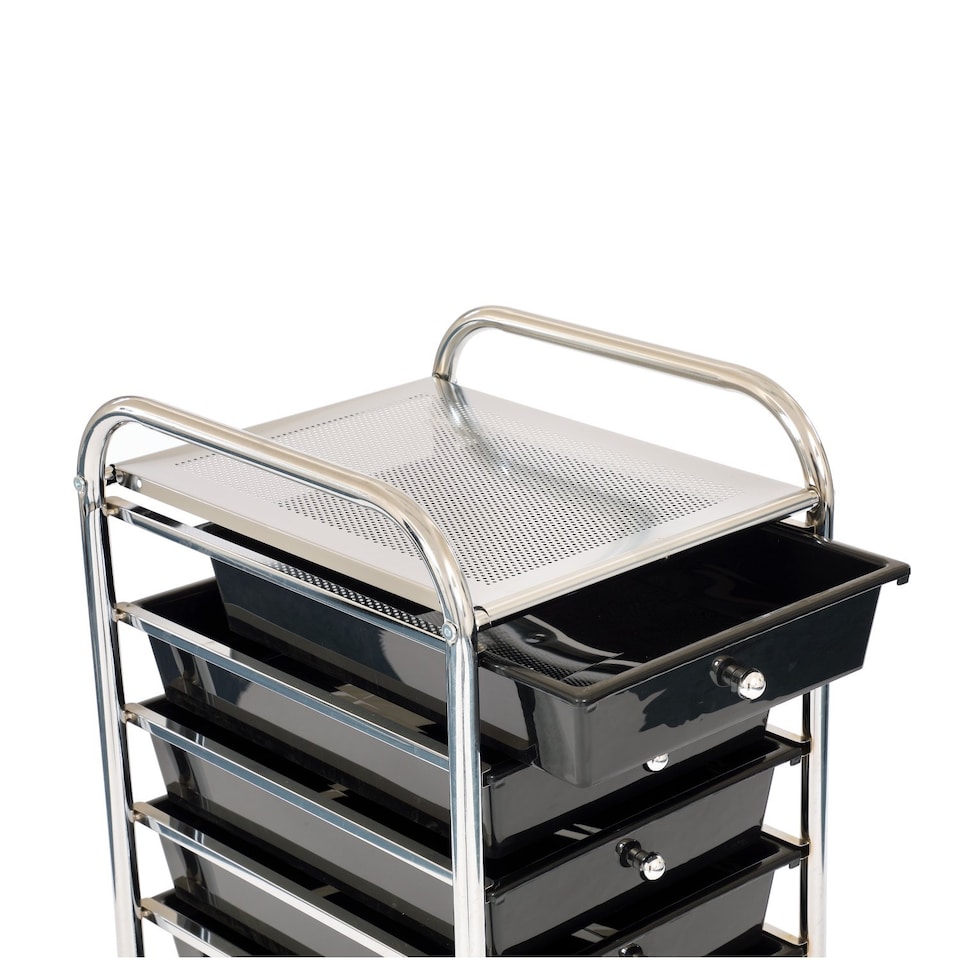 image 1 of 10 Drawer Storage Mobile Makeup Salon Trolley Portable Organiser | Black