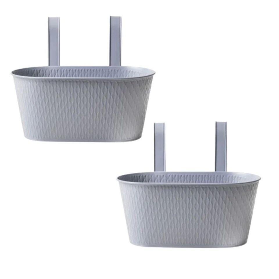 FabFinds Over Fence Diamond Planter Grey 26.5cm 2 Pack