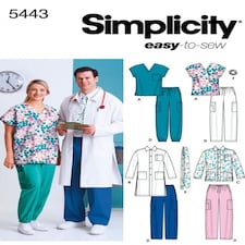 Simplicity 5443 Paper Sewing Pattern – Men’s & Women’s Jackets, Trousers, Ties & Tops, Sizes XL–XXXL, Easy