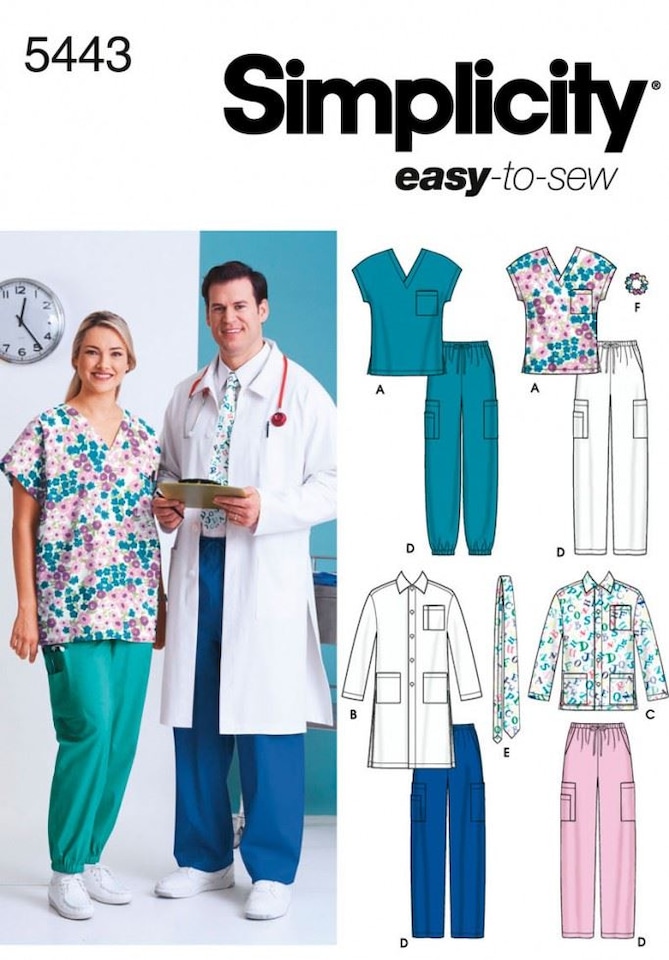 image 1 of Simplicity 5443 Paper Sewing Pattern – Men’s & Women’s Jackets, Trousers, Ties & Tops, Sizes XL–XXXL, Easy