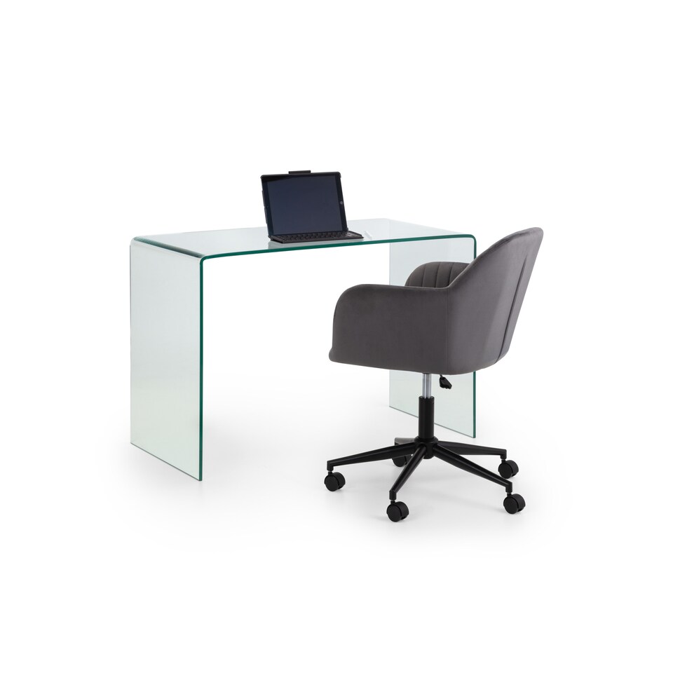image 1 of Kahlo Velvet Swivel Office Chair- Grey/Black