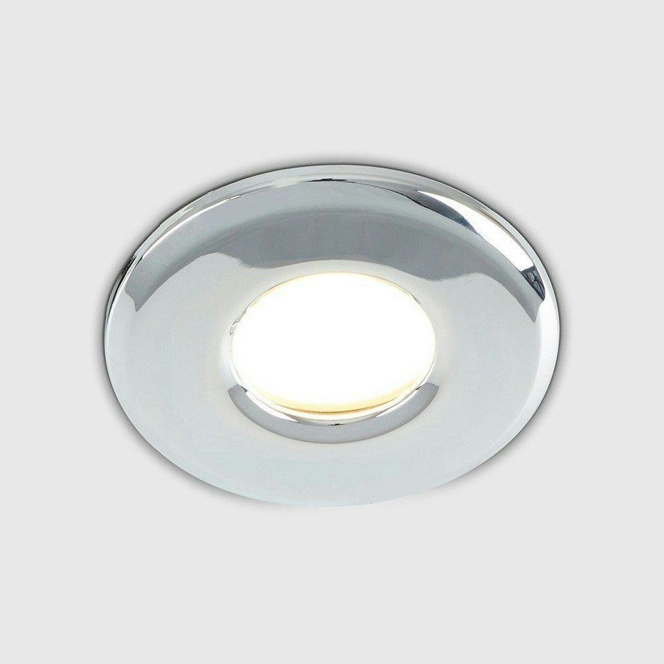 image 1 of ValueLights Pack of 4 Bathroom/Shower/Soffit IP65 Chrome Recessed Ceiling Downlights - Complete with 5w LED Bulbs 3000K Warm White | Chrome