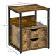 image 8 of HOMCOM End Table Bedside Desk Slim Storage Cabinet with Shelf Brown Grey