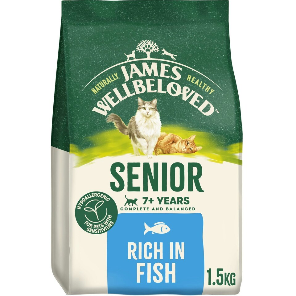 image 1 of James Wellbeloved Natural Senior Complete Dry Cat Food Rich in Fish 1.5kg