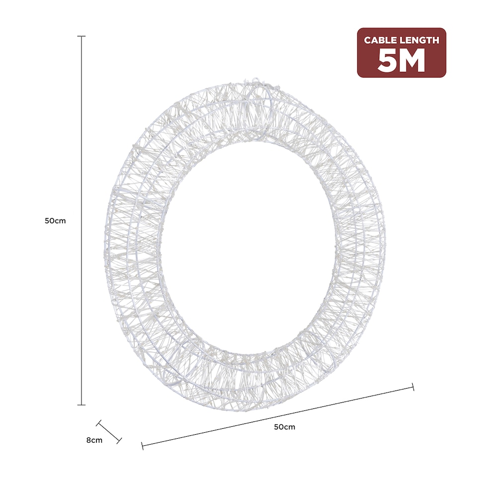 image 1 of Charles Bentley Indoor Outdoor 50cm Light Up Christmas Wreath