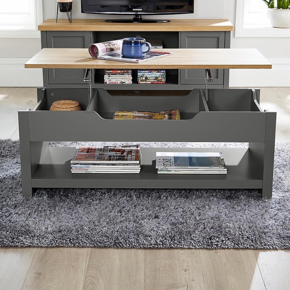 image 1 of Coffee Table Lift Up Occasional Reception Storage Shelf Avon