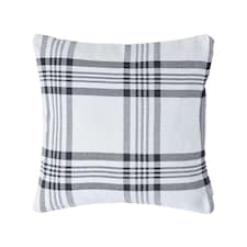 Homescapes White & Black Tartan Pattern Cushion Cover - 60 x 60 cm | White | White & Black | 60 x 60 cm