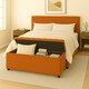 image 2 of 137cm Chesterfield Plush Velvet Burnt Orange Upholstered Storage Ottoman Bench - Deep Tufted Lid & Wooden Leg