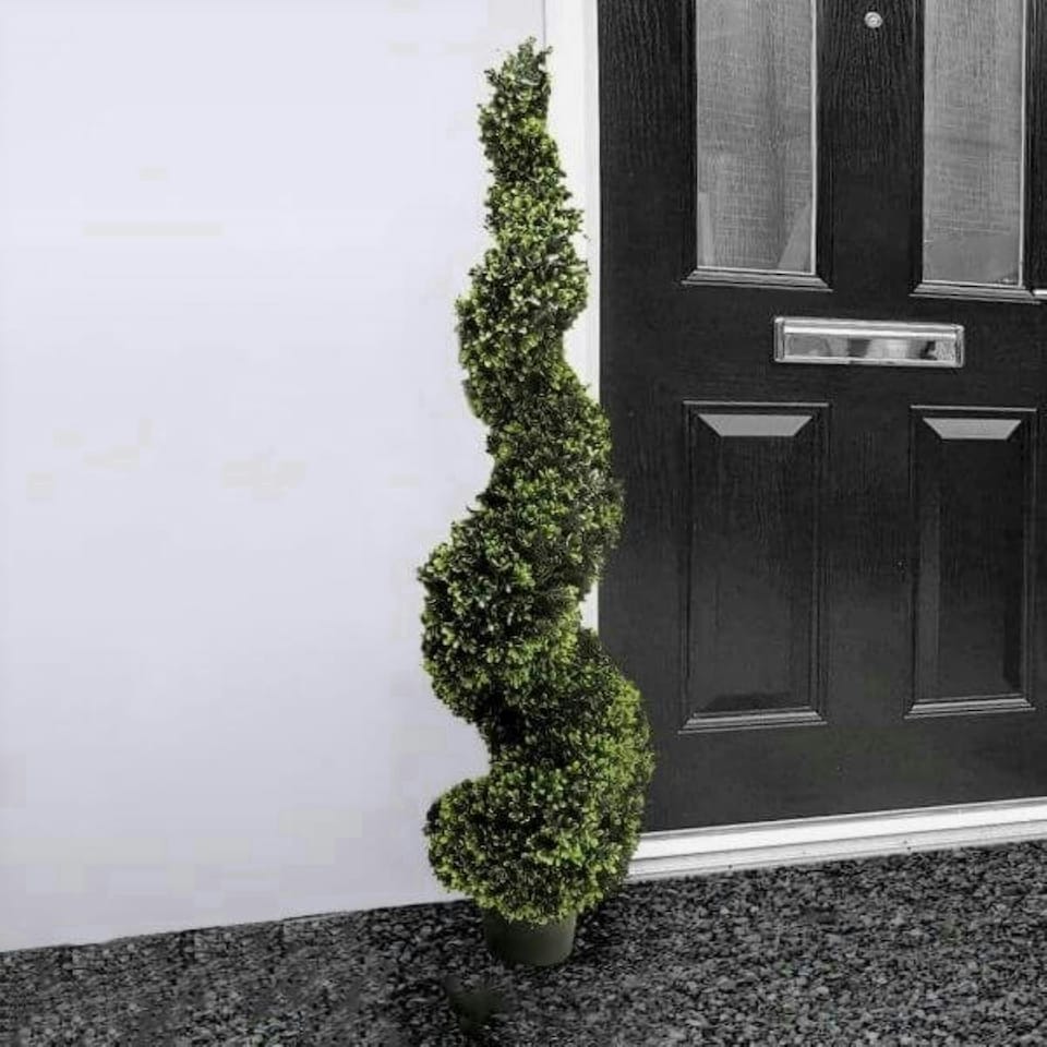 image 1 of Primrose Artificial Grass Topiary Spiral Design Bush 120cm
