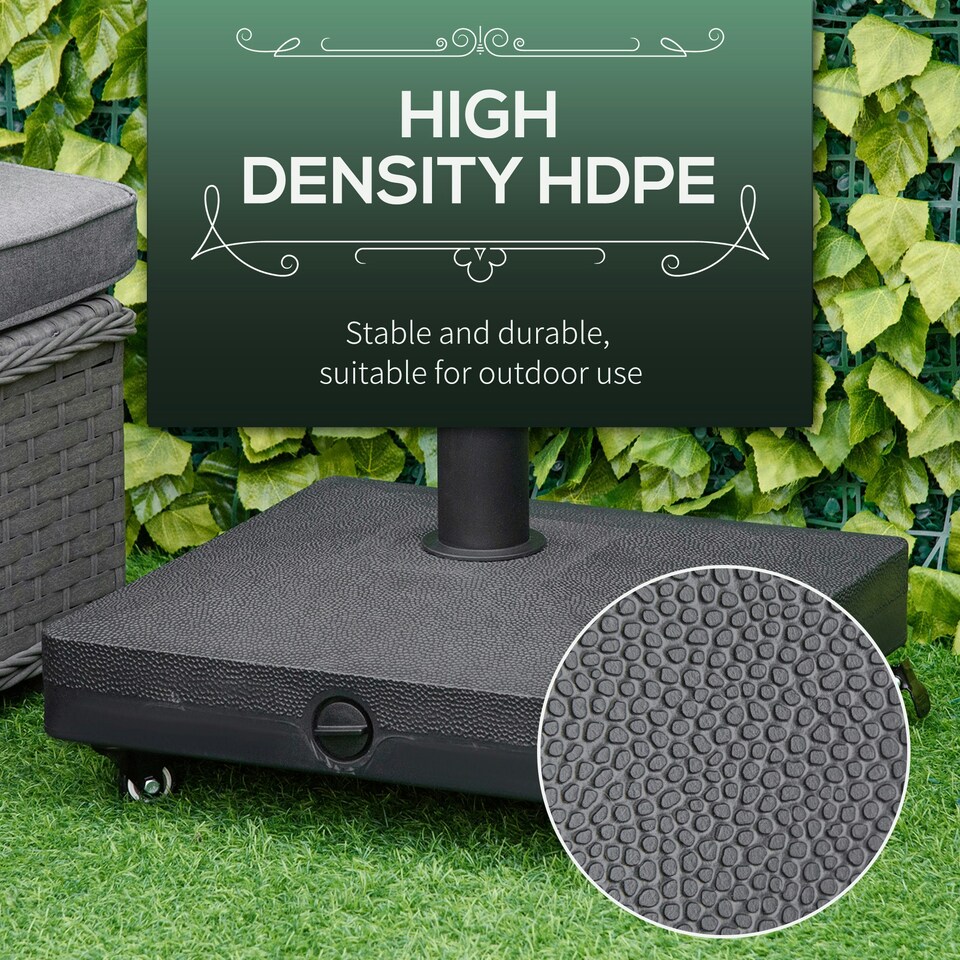 image 1 of Outsunny 20kg Heavy Duty Garden Parasol Base with Wheels for Patio Deck Black