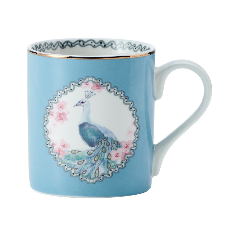 image 1 of Mikasa Peacock Straight-Sided Porcelain Mug, 280ml | Blue