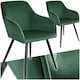 image 1 of Dining Chair Marilyn - with armrests, padded, velvet look, black steel legs - Set of 2 Green | Dark Green/Black