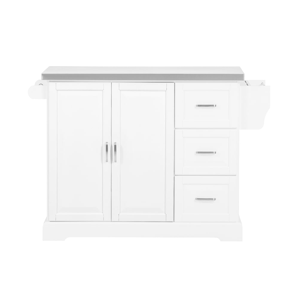 image 1 of SoBuy Extendable Kitchen Island on Wheels with Stainless Steel Worktop, White, 51.2x18.1/28.0x35.8 inches, 27.3 kg - FKW41-ST