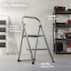 image 5 of VonHaus 2 Step Steel Folding Step Ladder with Anti Slip Feet