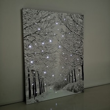 40 x 30cm Touch Operated Christmas Winter Avenue Fibre Optic Light Up Wall Canvas