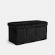 image 5 of OHS Soft Fleece Ribbed Long Rectangle Foldable Footstool Seat Storage Organiser Ottoman Black